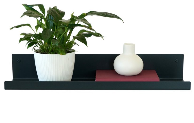 Nástenná kovová polica Melissa - Dĺžka: 350 mm, Farby kolekcie Essence: čierna RAL 9005