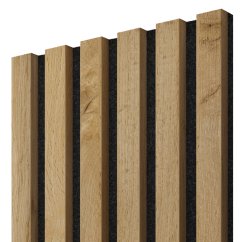 Akustický panel, Dub Wotan, černý filc, 30x275 cm