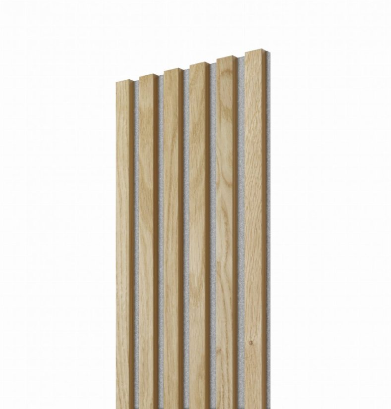 Akustický panel, dubová dýha, šedý filc, 30x275 cm