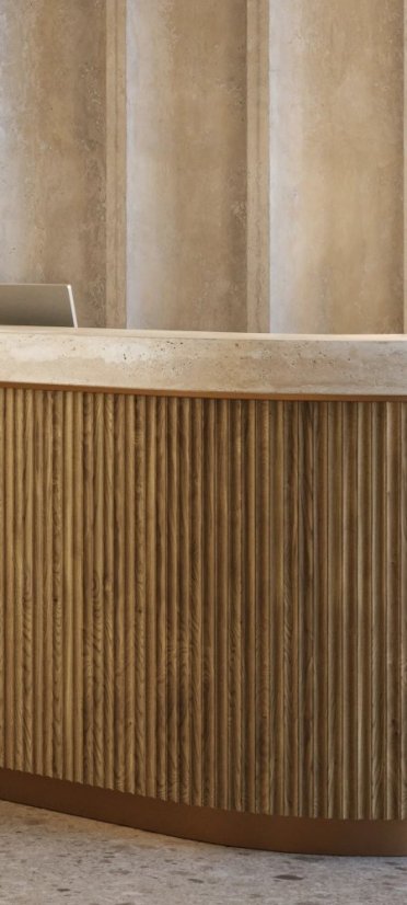 Obkladový panel na látce pro zakřivené stěny, 30 x 275 cm, dubová dýha, tvar Vag