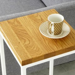 Odkládací stolík Lima s dubovým masívom a bielou konštrukciou