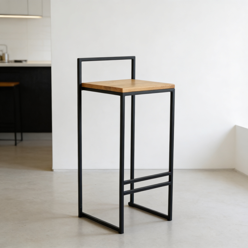 Barová stolička Cabra s masivní dubovou deskou