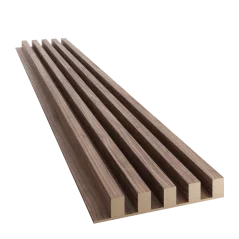 Akustický panel, podklad MDF deska, široká lamela, celý panel - dýha Americký ořech, 30x275 cm