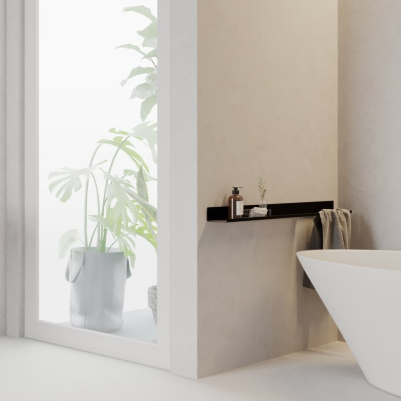 Kovová nástěnná police do koupelny Roma černá - Velikost: L - levá varianta