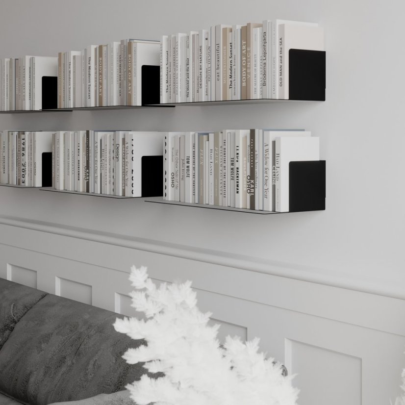 Nástenná kovová polica Firenze čierna - Veľkosť: M