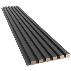 Akustický panel, podklad MDF deska, úzká lamela, černý mat, 30x275 cm