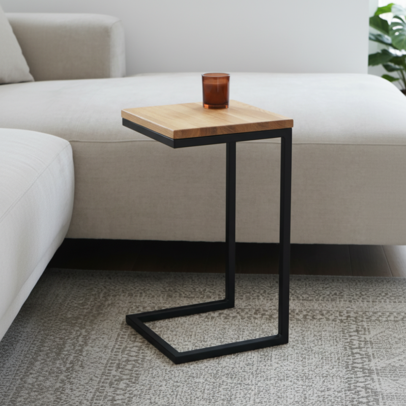 Odkládací stolek Dimo s masivní dubovou deskou