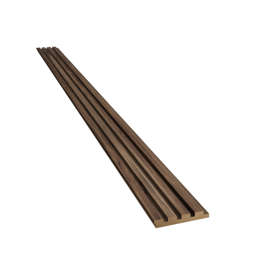 Designový obkladový panel s lamelami MINI, Ořech, 12,3 x 275 cm