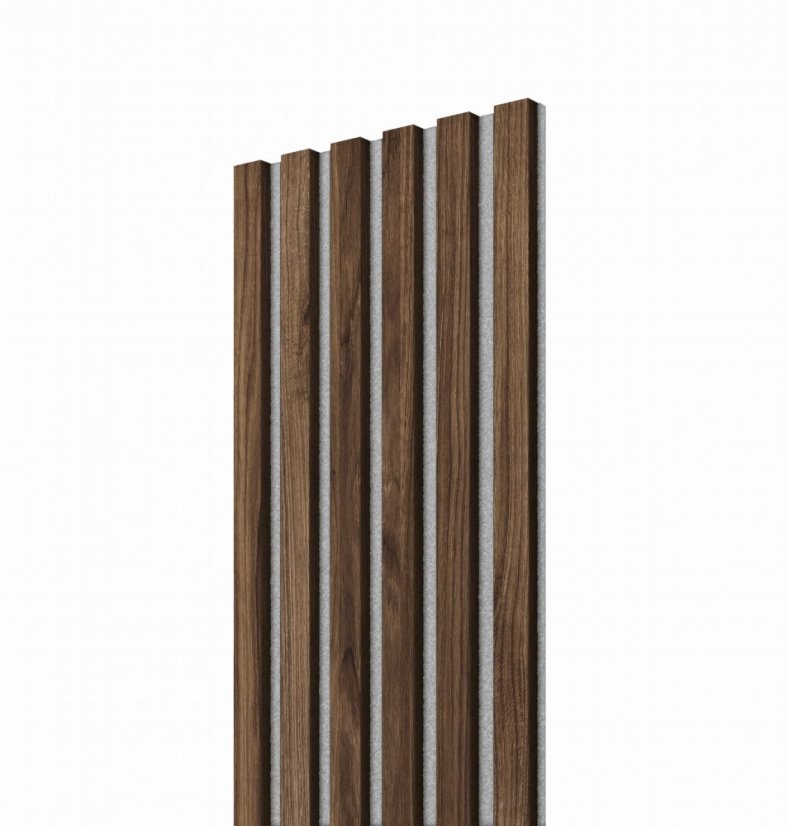 Akustický panel, Ořech, šedý filc, 30x275 cm