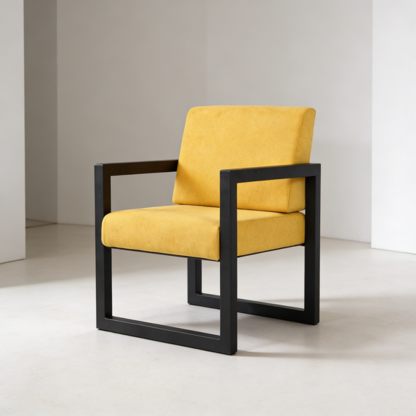 Kovové kreslo s čalúnením Buho žlté