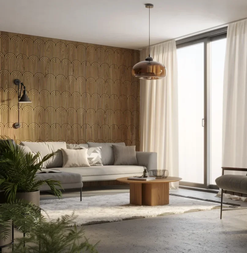 Designový obkladový panel s dubovou dýhou, vzor Sendai, 60x275 cm