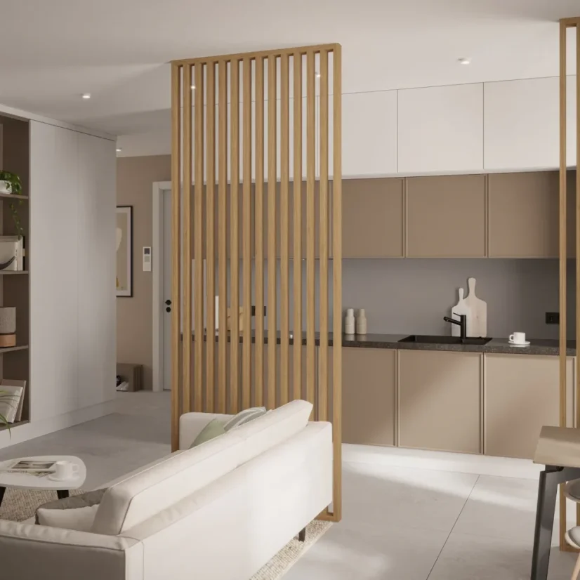 Lamelová dělící stěna, kompletní sada, výška a šířka dle výběru, dub Natura