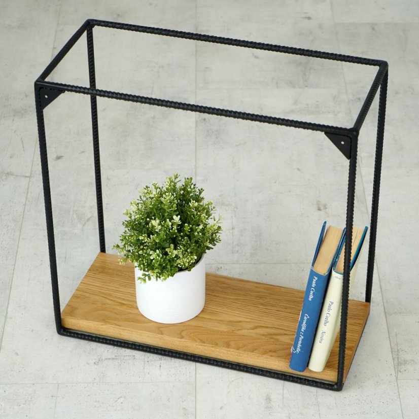 Nástenná polička Roxito s dubovou doskou veľká