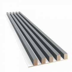 Akustický panel, podklad bílá MDF deska, široká lamela, grafit, 30x275 cm
