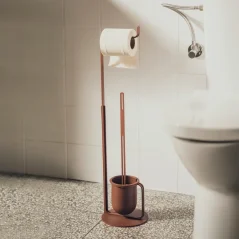 Kovový samostatně stojící držák toaletního papíru se štětkou Monaco