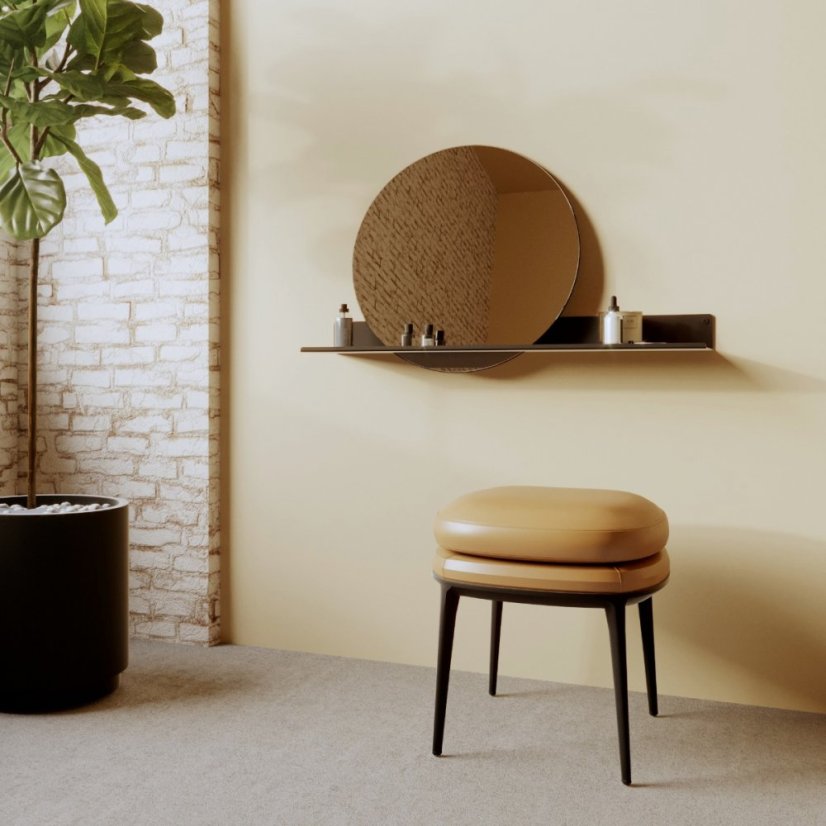 Koupelnové zrcadlo s nástěnnou kovovou policí London černé