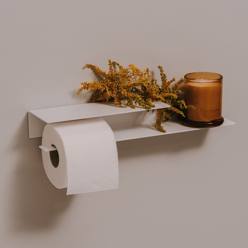 Kovový nástenný držiak na toaletný papier Berno biely - Veľkosť: L - pravý variant