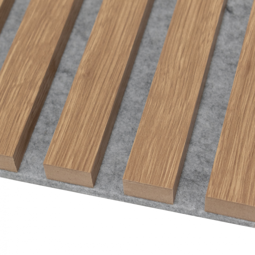 Akustický panel, Dub Natura, šedý filc, 30x275 cm