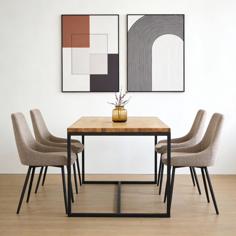 Jídelní stůl s masivní dubovou deskou Ela - Rozměry stolové desky: 1900 x 900 mm