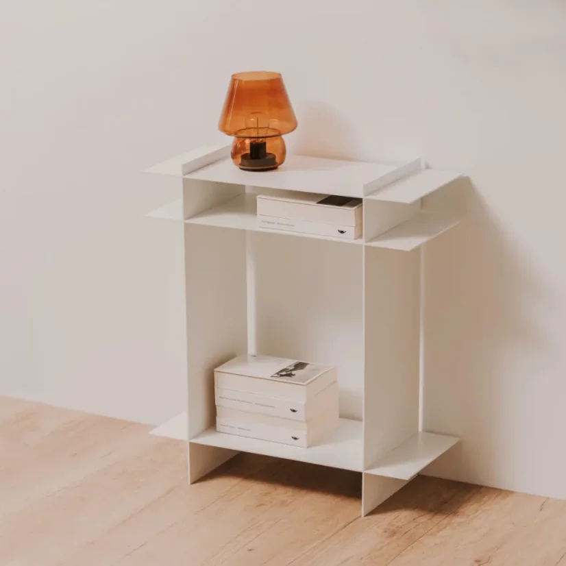 Kovový odkladací stolík Tokyo - Farba: Biela