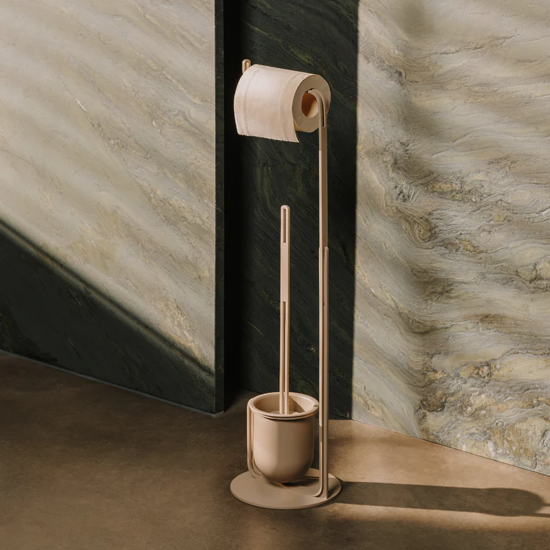 Kovový samostatne stojaci držiak toaletného papiera so štetkou Monaco