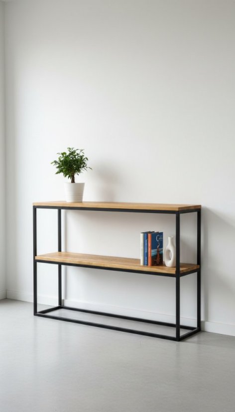 Regál Dorme s masívnou dubovou doskou