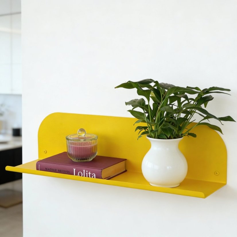 Nástenná kovová polica Lucia - Dĺžka: 900 mm, Farby kolekcie Essence: čierna RAL 9005