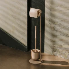 Kovový samostatně stojící držák toaletního papíru se štětkou Monaco