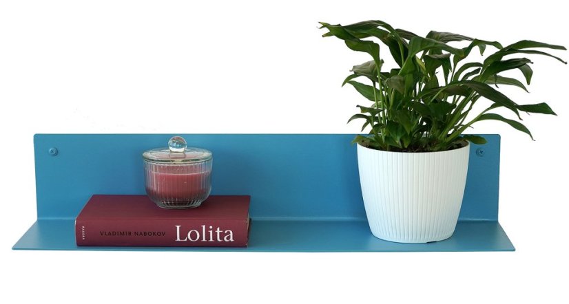 Nástenná kovová polica Sofia - Dĺžka: 600 mm, Farby kolekcie Essence: pastelovo fialová RAL 4009