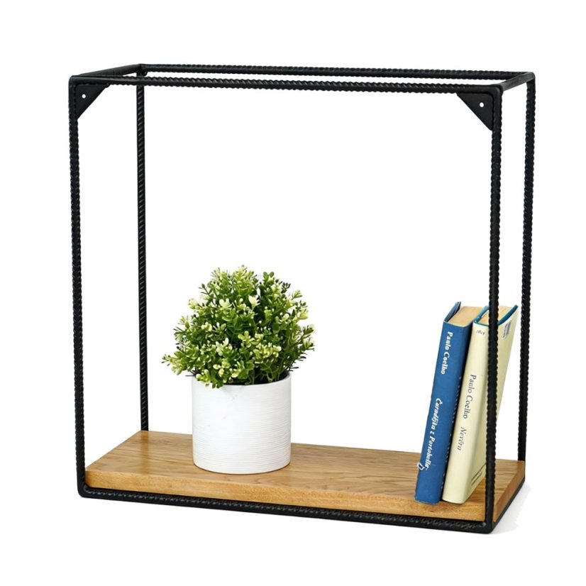 Nástenná polička Roxito s dubovou doskou veľká