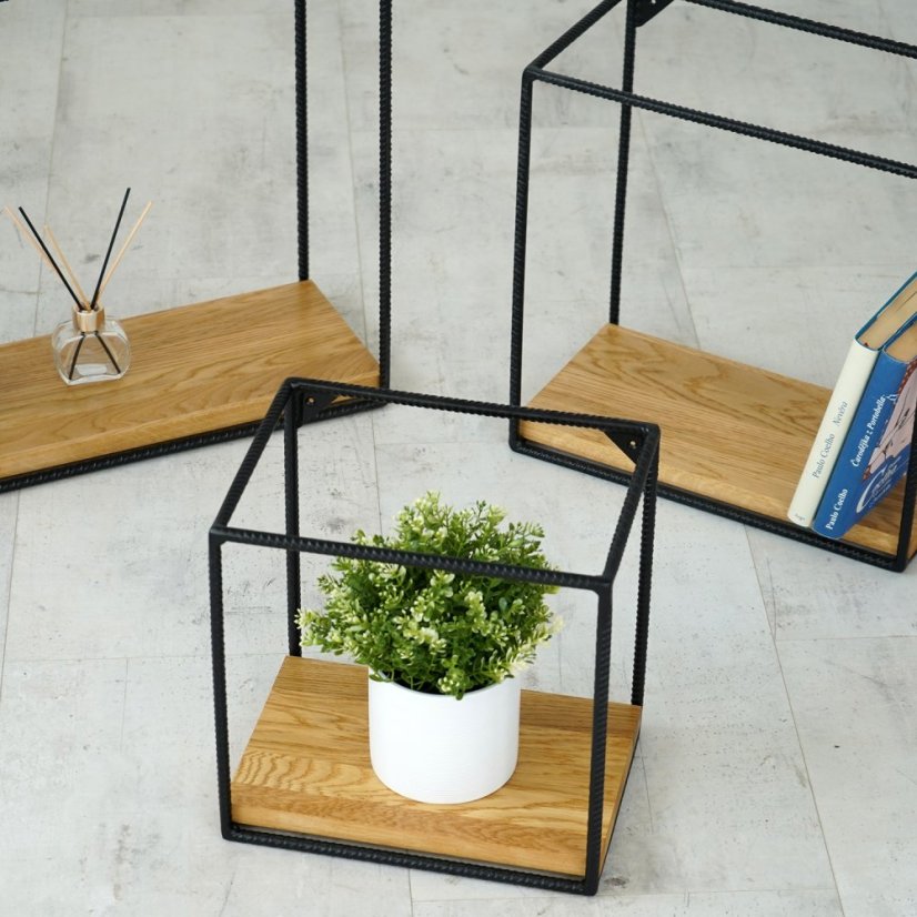 Nástěnná polička Roxito s dubovou deskou střední