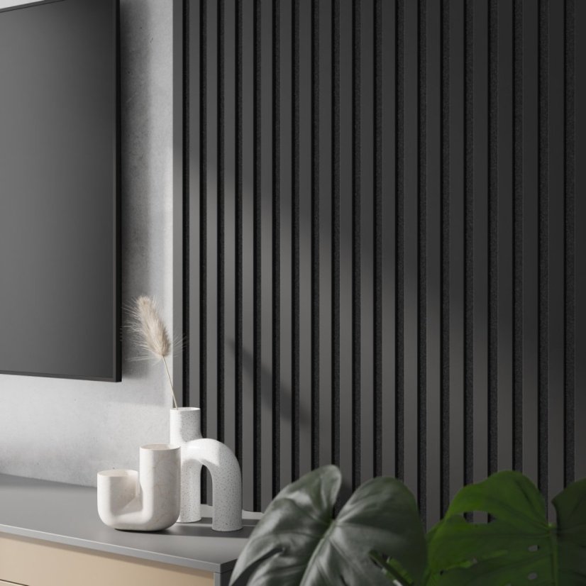 Akustický panel, Černý mat, černý filc, 30x275 cm