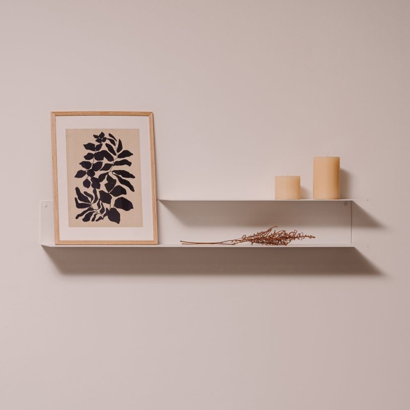 Nástenná kovová polica Porto biela - Veľkosť: M - pravý variant