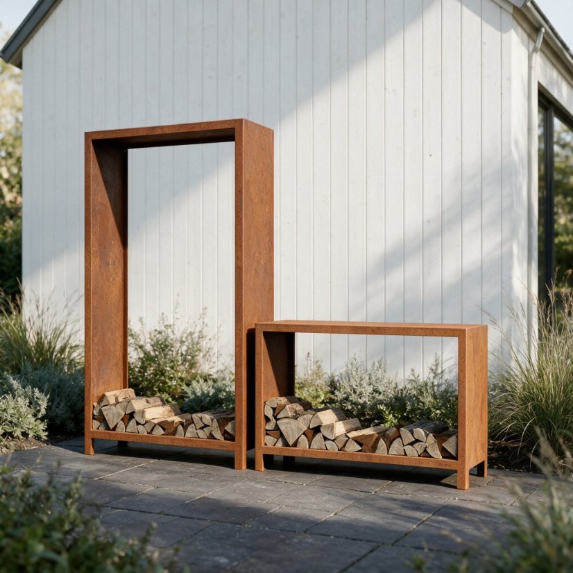 Cortenový dřevník FRAME - Velikost dřevníku (délka x hloubka x výška): 1 200 × 400 × 1 000 mm