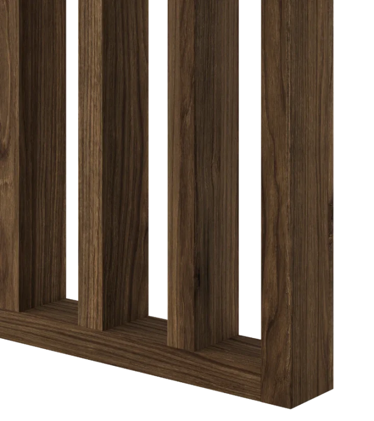 Samostatně stojící lamelová dělící stěna se základnou, kompletní sada, ořech