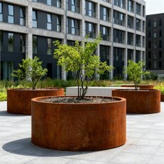 Cortenový květináč kulatý se dnem