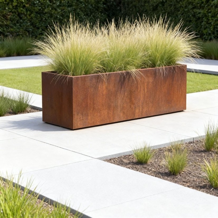 Cortenový květináč obdélníkový se dnem