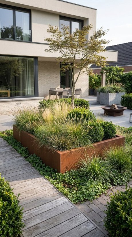 Cortenový vyvýšený záhon