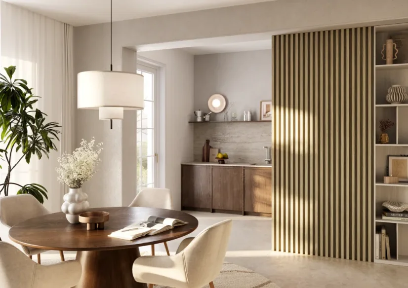 Akustický panel, podklad MDF deska, široká lamela, celý panel - Evropský dub, 30x275 cm