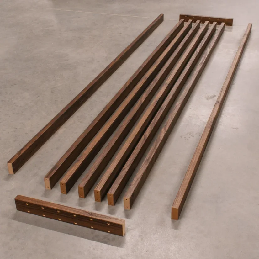 Lamelová dělící stěna, kompletní sada, výška a šířka dle výběru, ořech