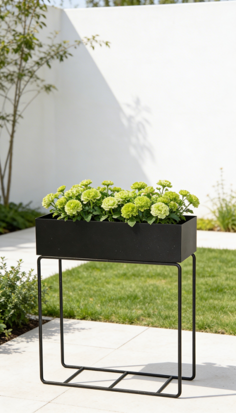 Kovový kvetináč Rosme - Farba výrobku: pastelová zelená RAL 6021