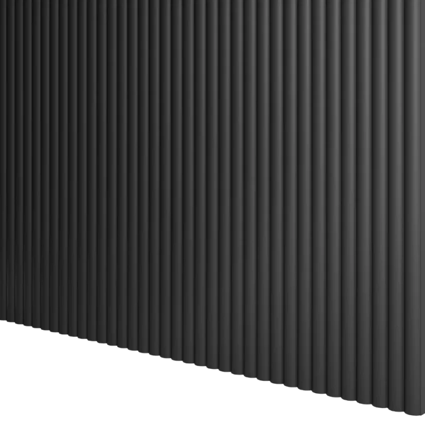 Designový panel s mikrolamelami, tvar Vag, černý mat, 12x275 cm
