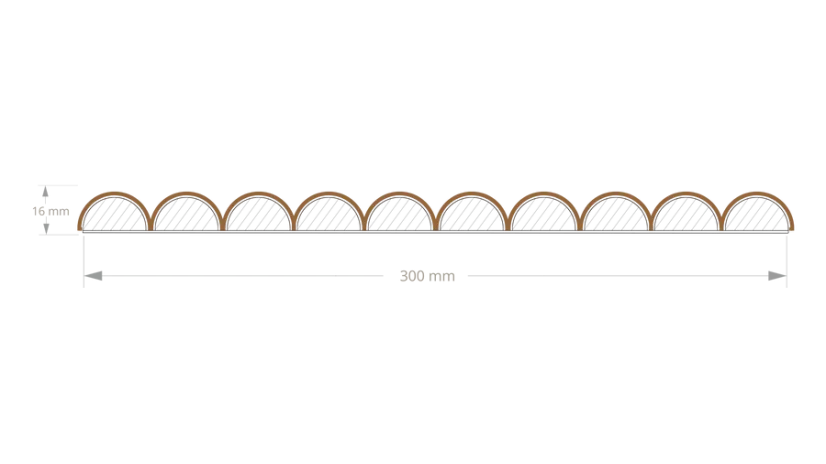 Obkladový panel na látce pro zakřivené stěny, 30 x 275 cm, dubová dýha, tvar Vag
