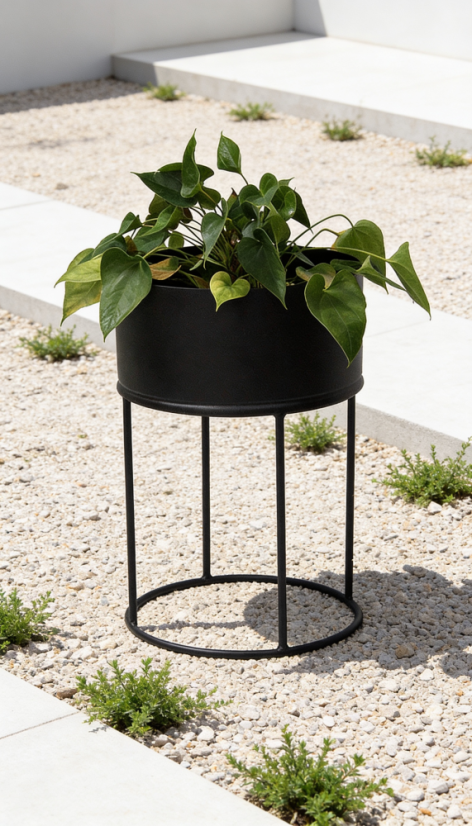 Kruhový kovový kvetináč Bella - Farba výrobku: antracit RAL 7016