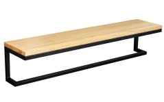 Nástěnná police s dubovou masivní deskou do šaten a koupelen