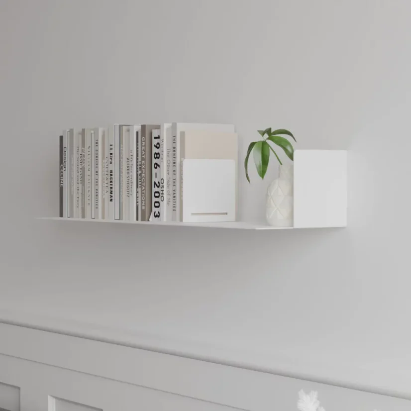 Nástenná kovová polica na knihy / zarážka Lahti