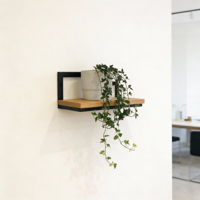 Polička s dubovou masívnou doskou Estan 300 mm