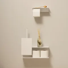 Kovový nástenný držiak sa štetkou Lugano biely