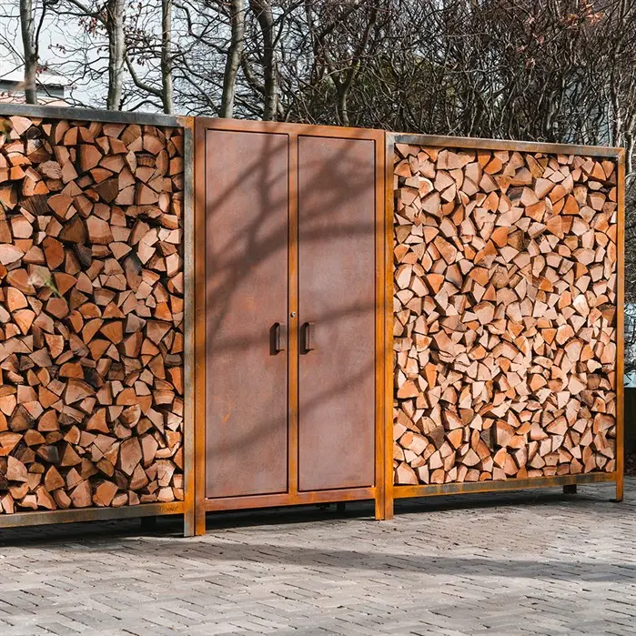 Cortenový dřevník FRAME - Velikost dřevníku (délka x hloubka x výška): 1 200 × 400 × 1 000 mm