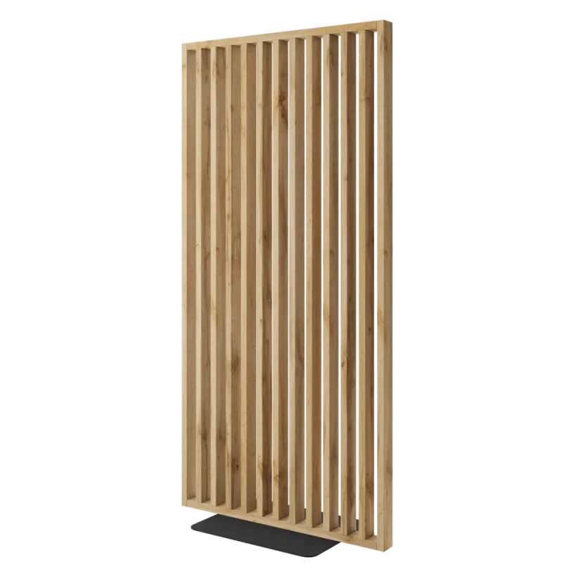 Samostatně stojící lamelová dělící stěna se základnou, kompletní sada, dub Wotan